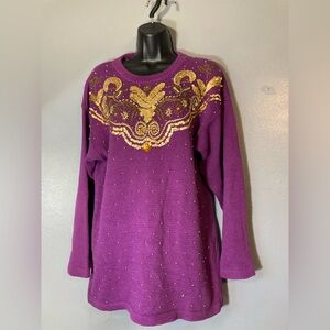 Victoria Harbour Purple Sweatshirt with Gold Accents